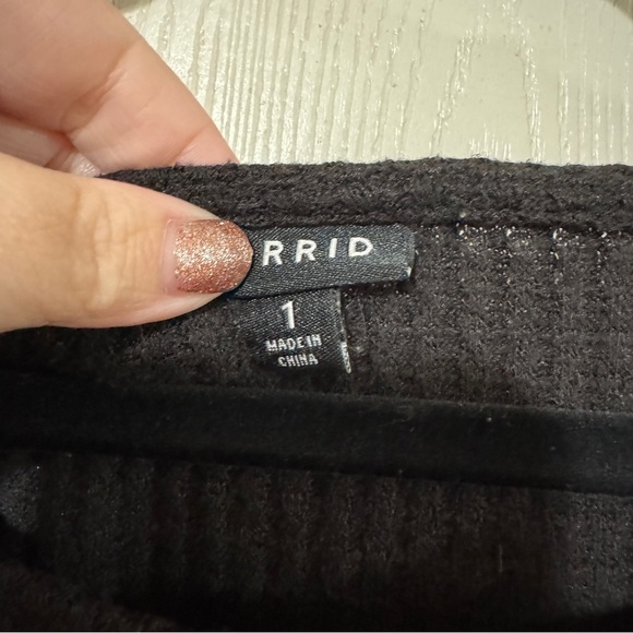 Torrid Waffle Knit Tiered Top – Black, Size 1 - Picture 5 of 6